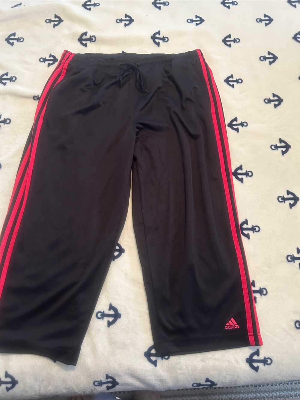 adidas Black Joggers with Pink Side Stripes